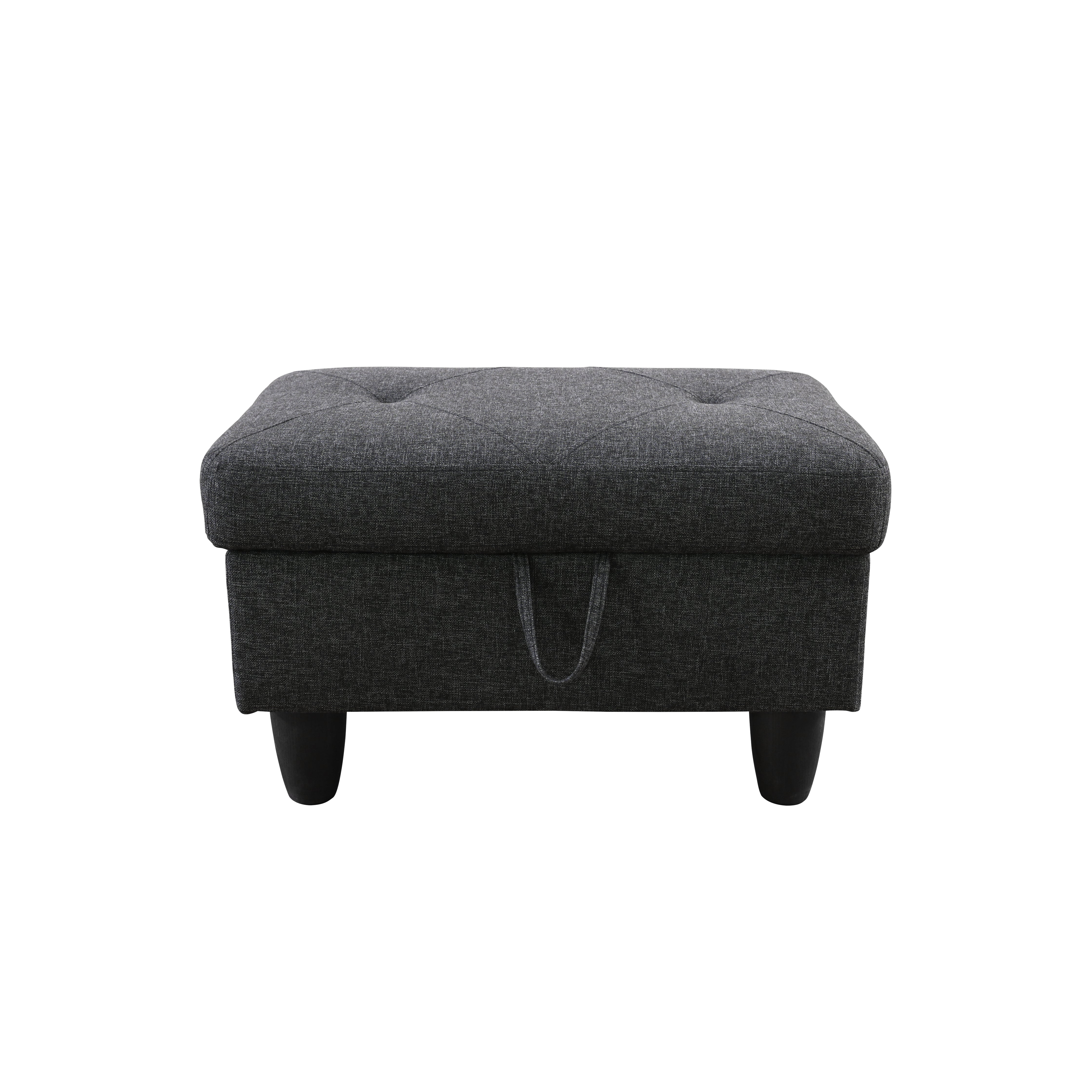 Ainehome Black Grey Linen L-Shaped Living Room Sectional Sofa Set