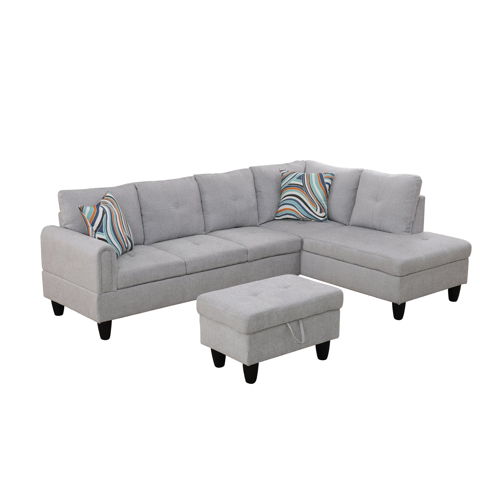 Ainehome L-förmiges Sofaset aus grauem Flanell für das Wohnzimmer