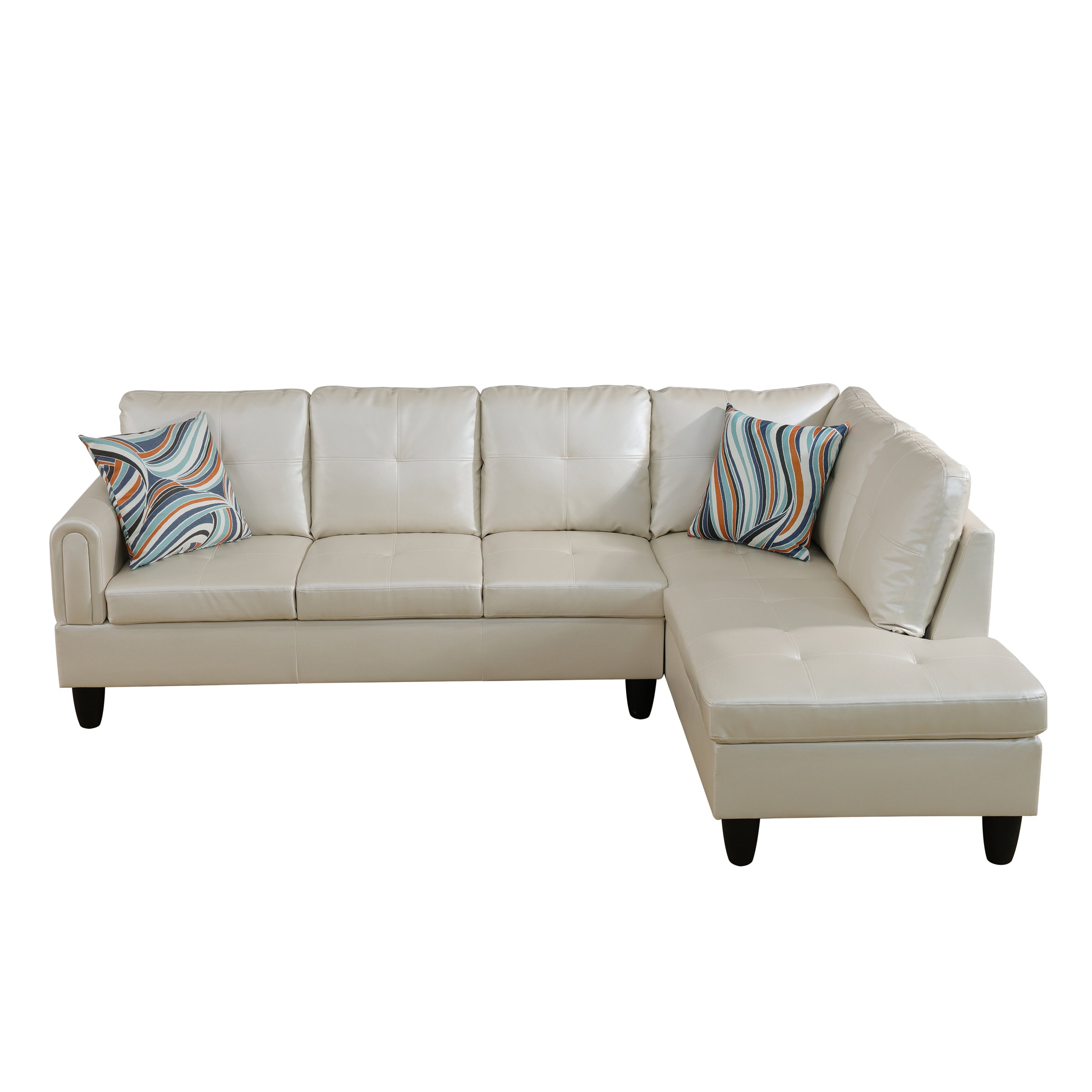 Conjunto de sofá seccional en forma de L de cuero sintético color blanco perla de Ainehome para sala de estar