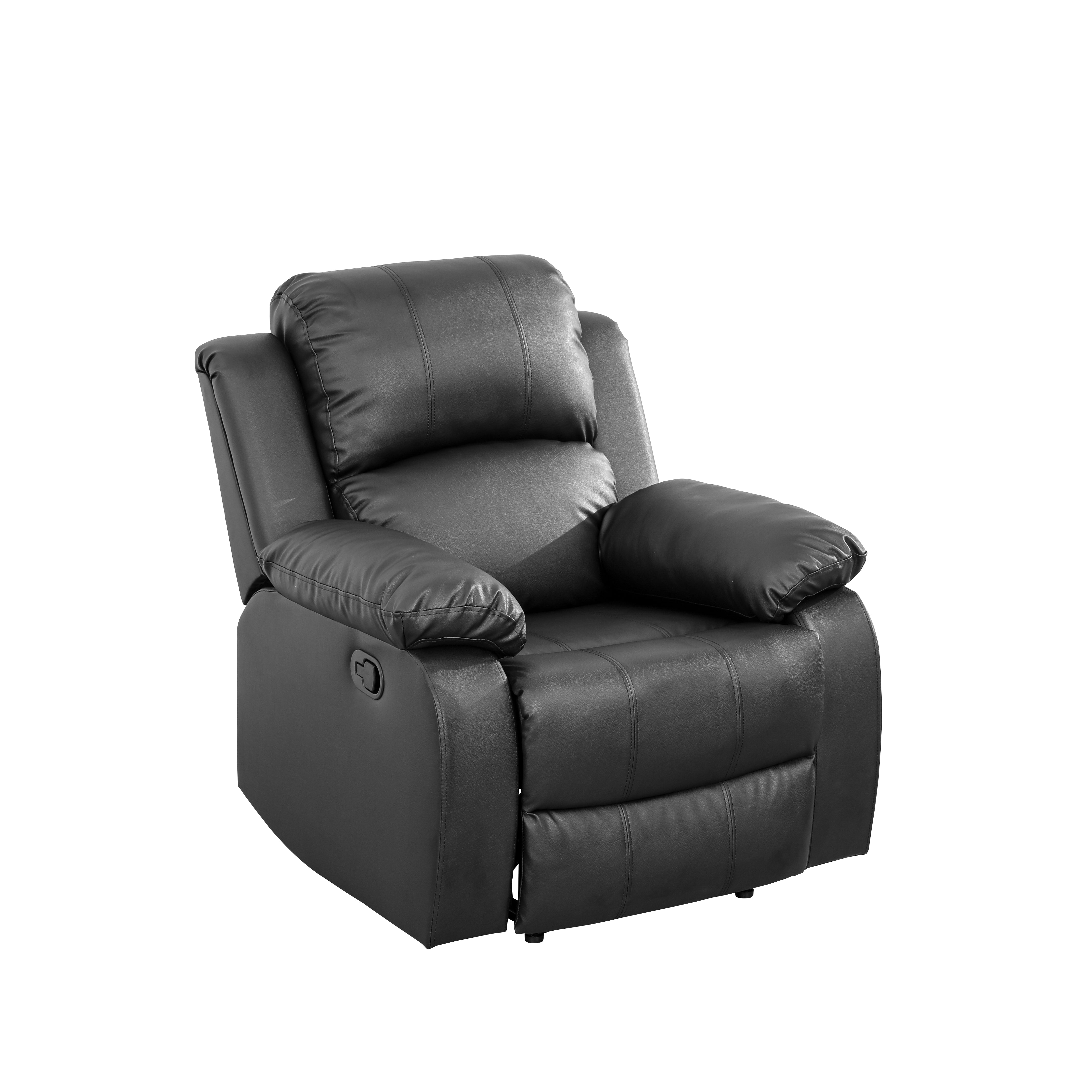 Ainehome Black Recycled Leather Unit Sofa Living Room Sofa
