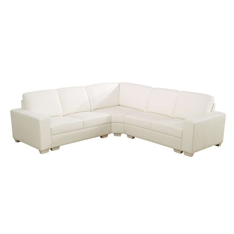Ainehome White Genuine Cow L-Shaped Leather 5-Piece Living Room Sofa Set