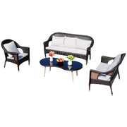 Espresso Polyethylene and Iron 5-Piece Outdoor Sofa Set - product image