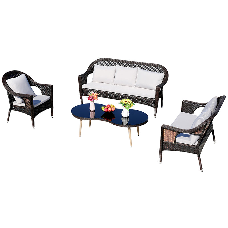 Espresso Polyethylene and Iron 5-Piece Outdoor Sofa Set - product image