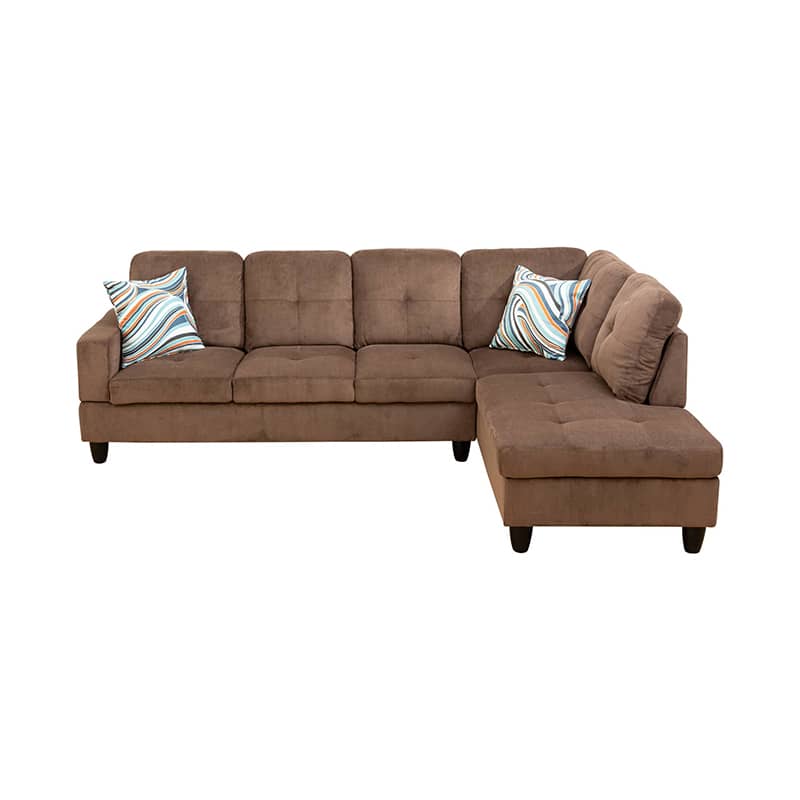 Ainehome L-förmiges Sofa-Set aus Cordstoff, Braun