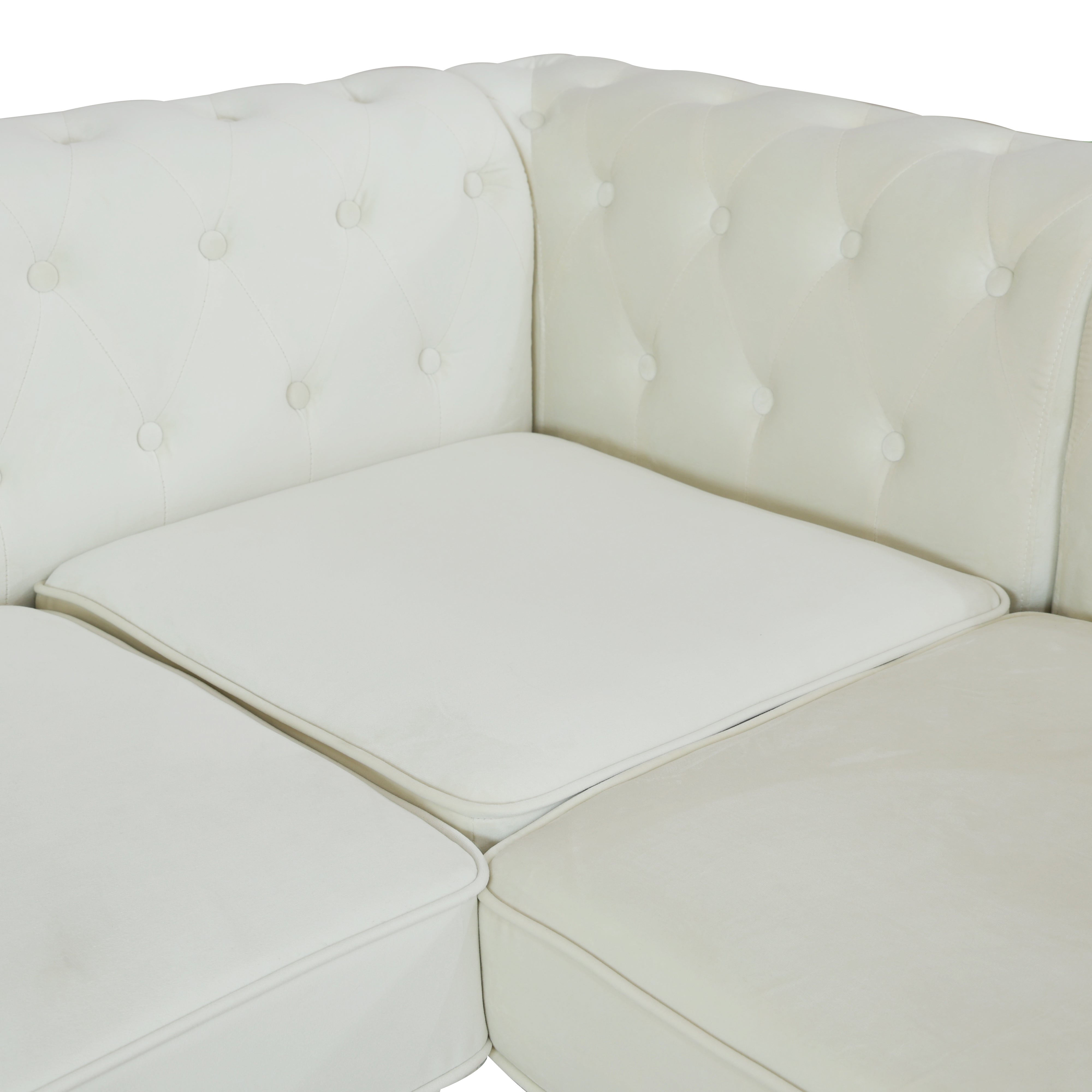 Ainehome White Flannelette 2-Piece Couch Living Room Sofa Set