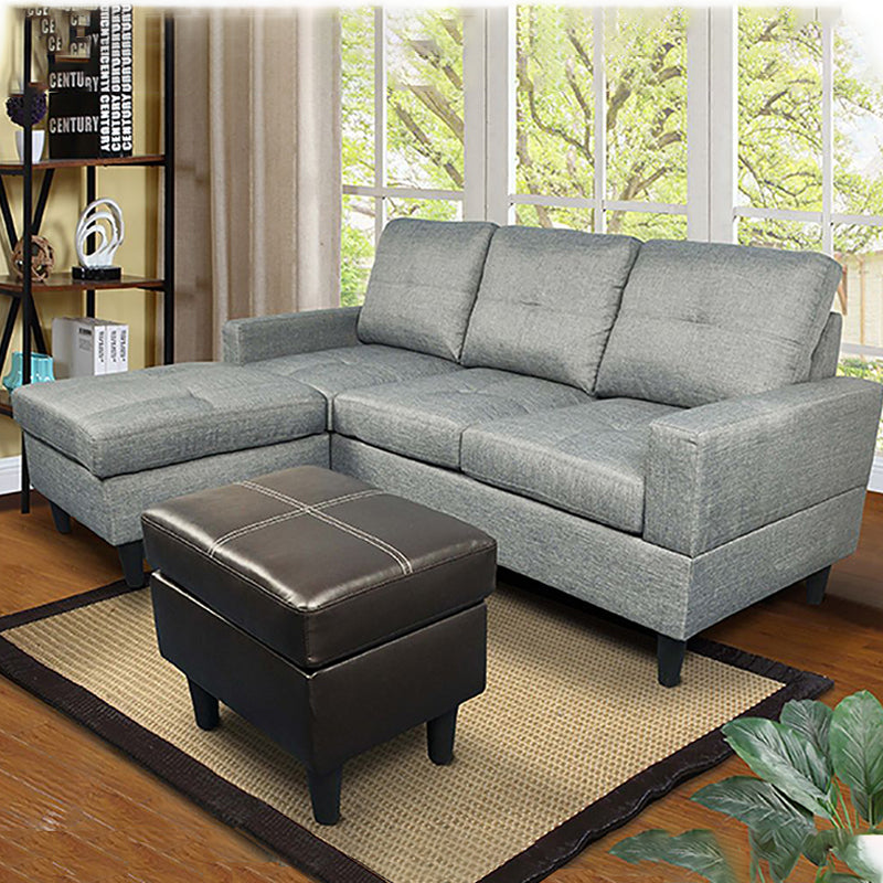 Ainehome brown l-shaped sectional sofa
