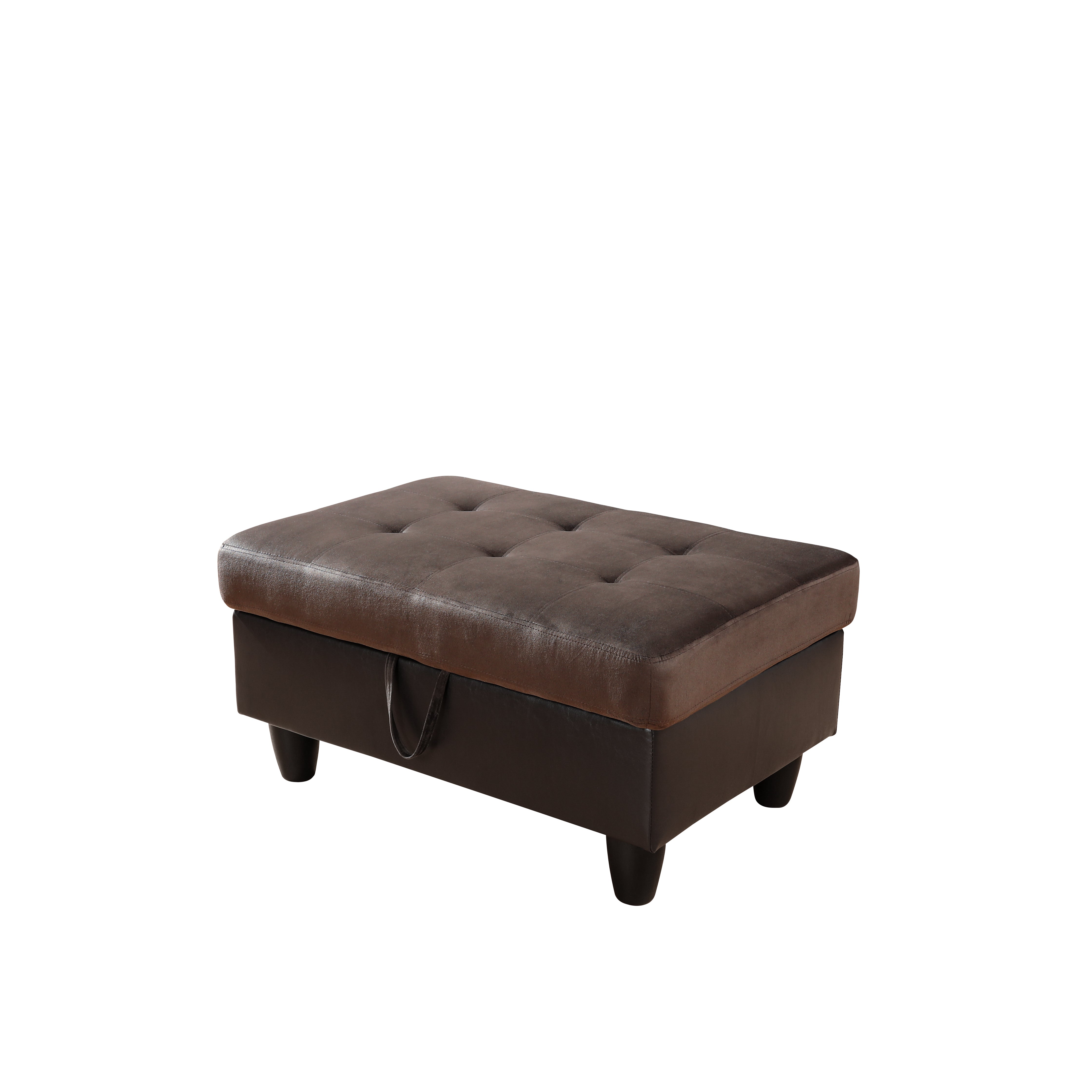 Ainehome Dark Brown Flannel And PVC Storage Ottoman Living Room Sofa