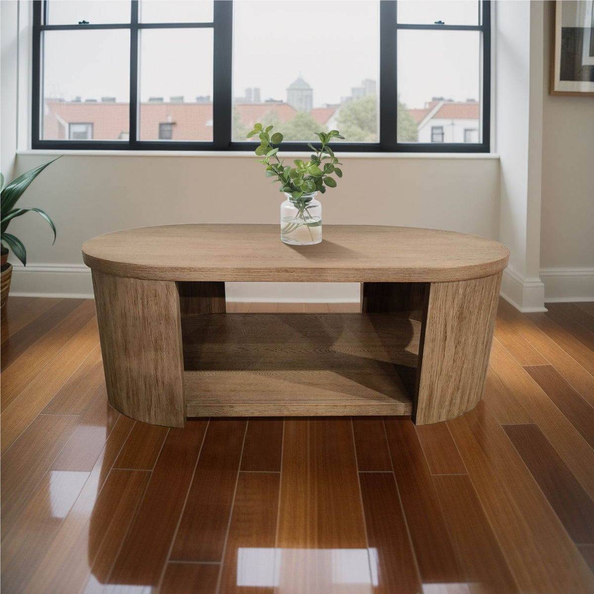 Aainehome Walnut MDF and Oak Living Room Coffee Table