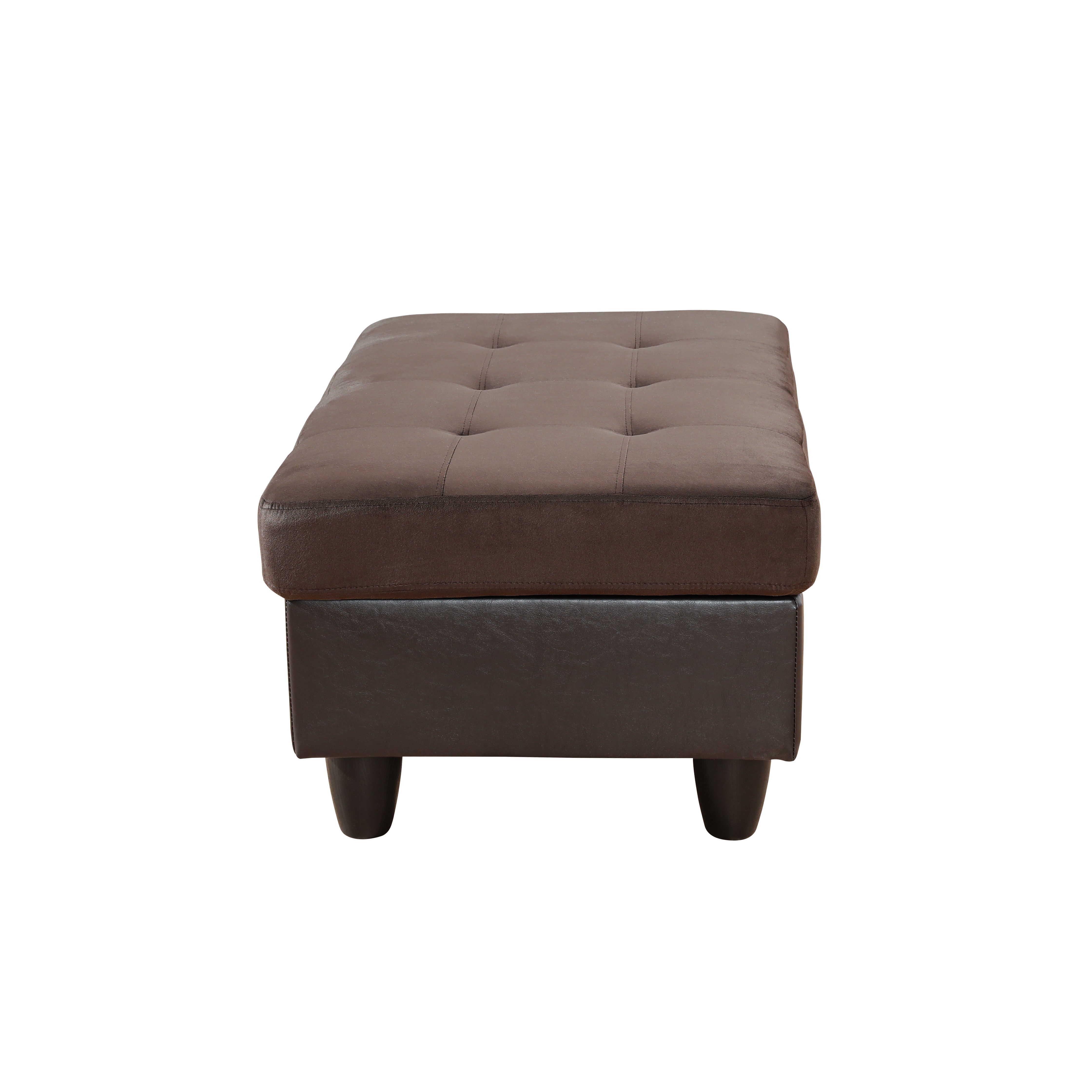 Ainehome Dunkelbraunes Flanell- und PVC-Stauraum-Ottomane-Wohnzimmersofa
