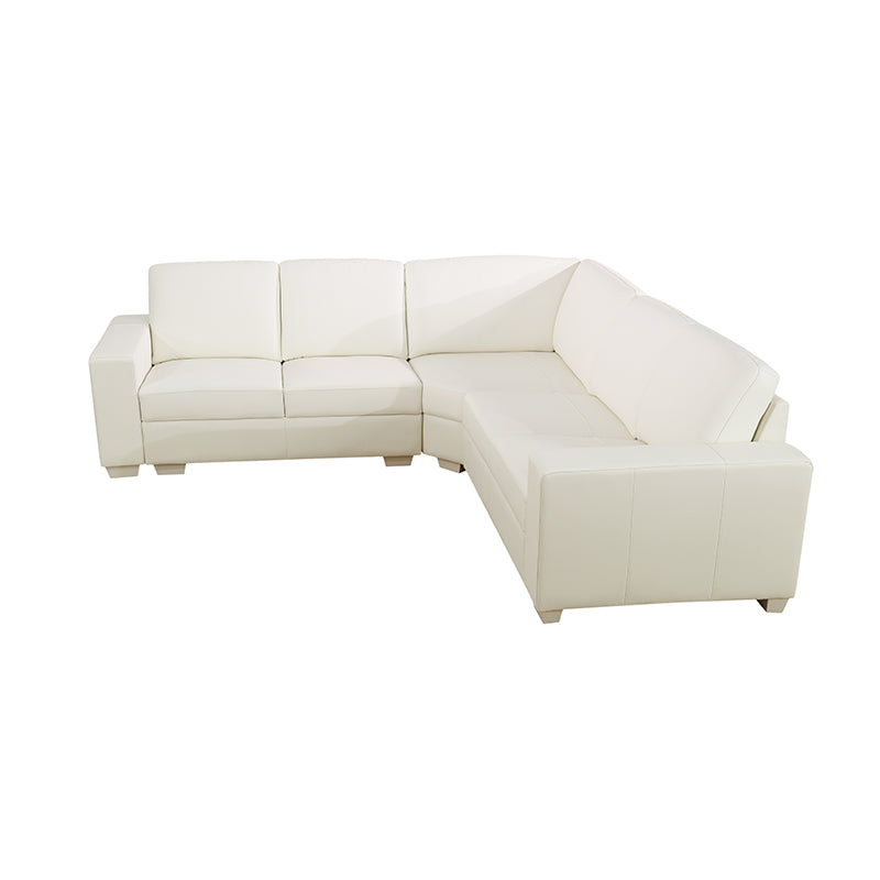 Ainehome White Genuine Cow L-Shaped Leather 5-Piece Living Room Sofa Set