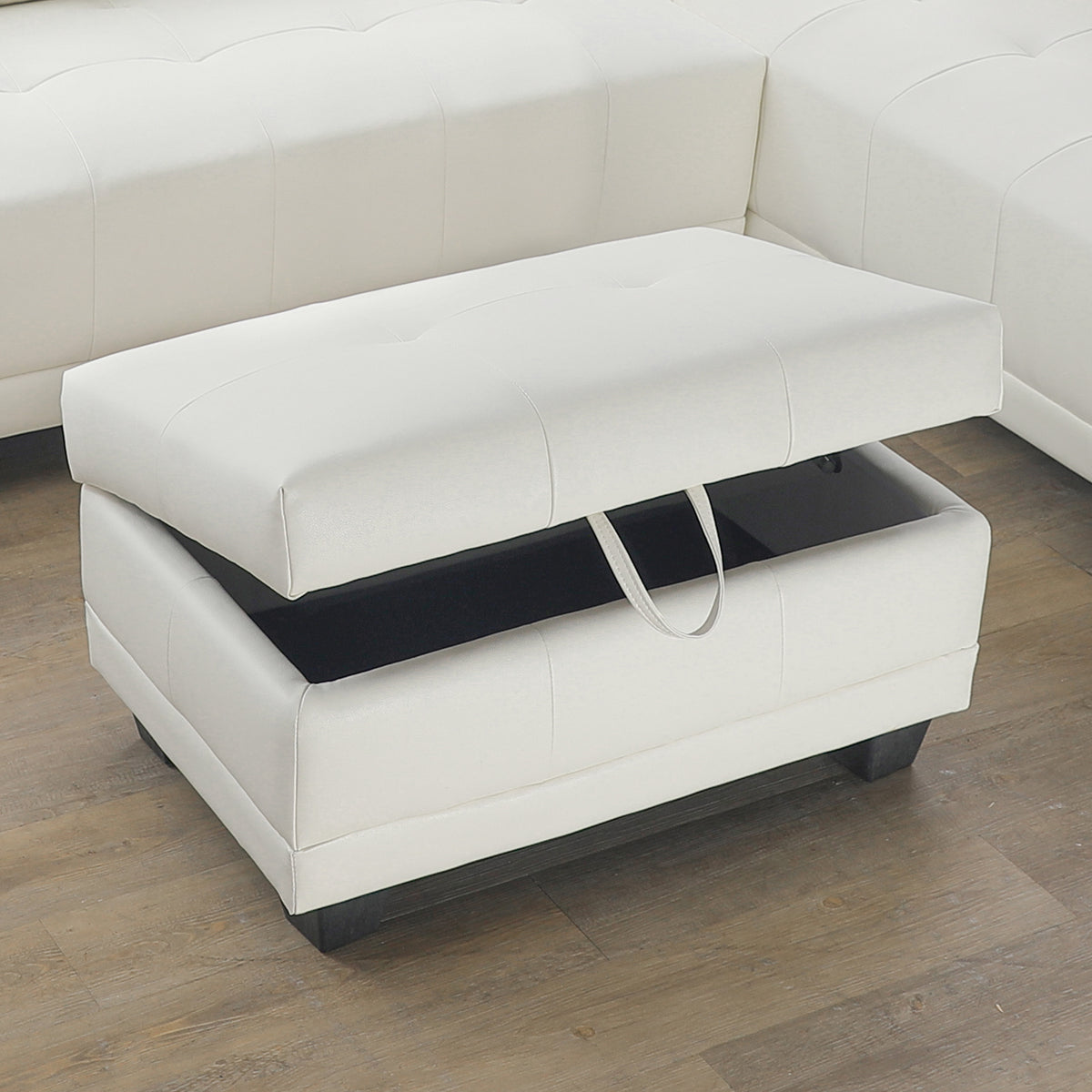 White Synthetic Leather 3-Piece L-Shaped Sectional Sofa Set - product image