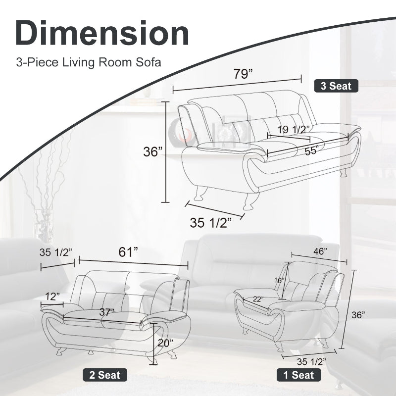 Aainehome 1+2+3 Sofa Set