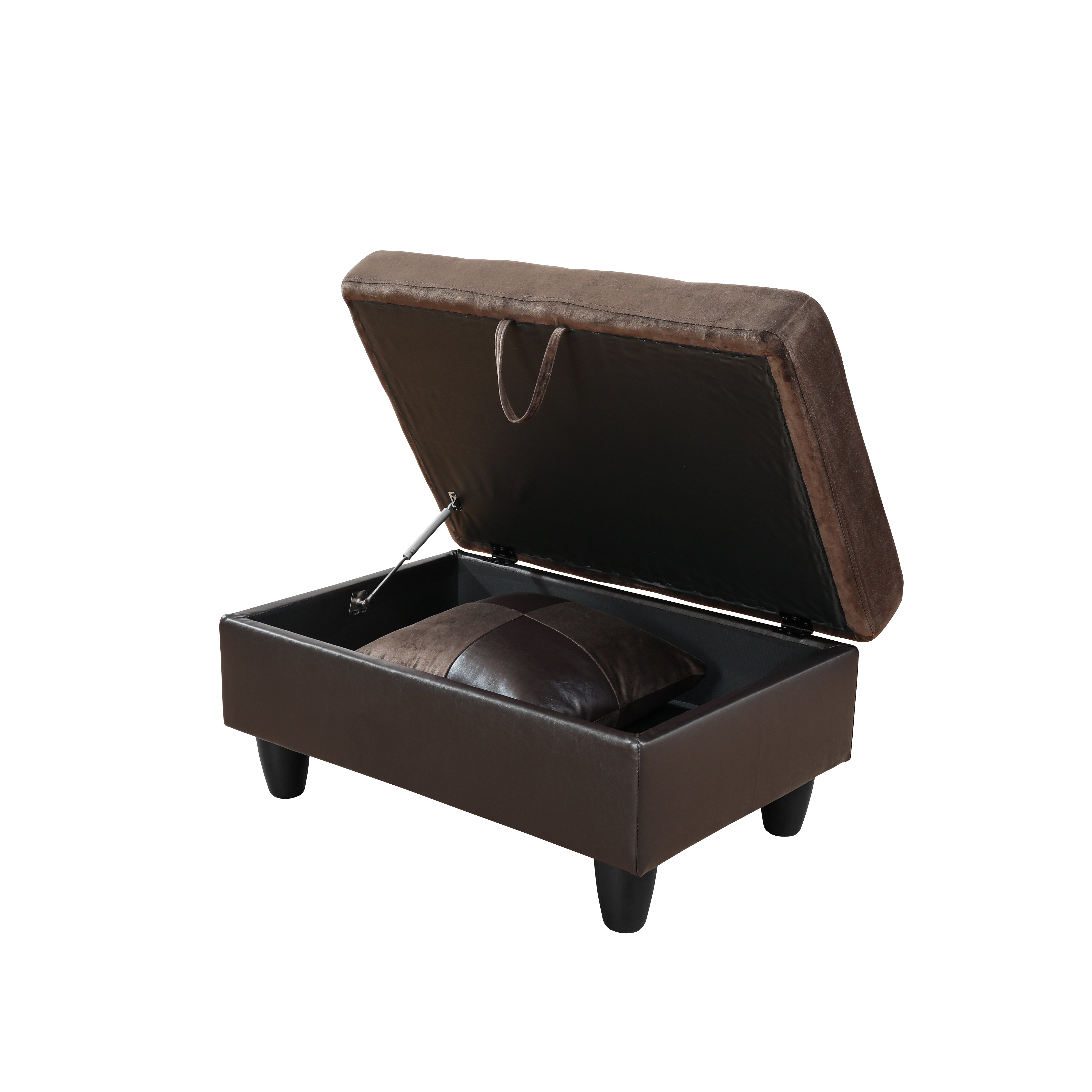 Ainehome Dark Brown Flannel And PVC Storage Ottoman Living Room Sofa