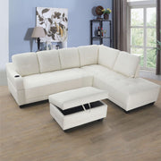 White synthetic leather L-shaped sectional sofa