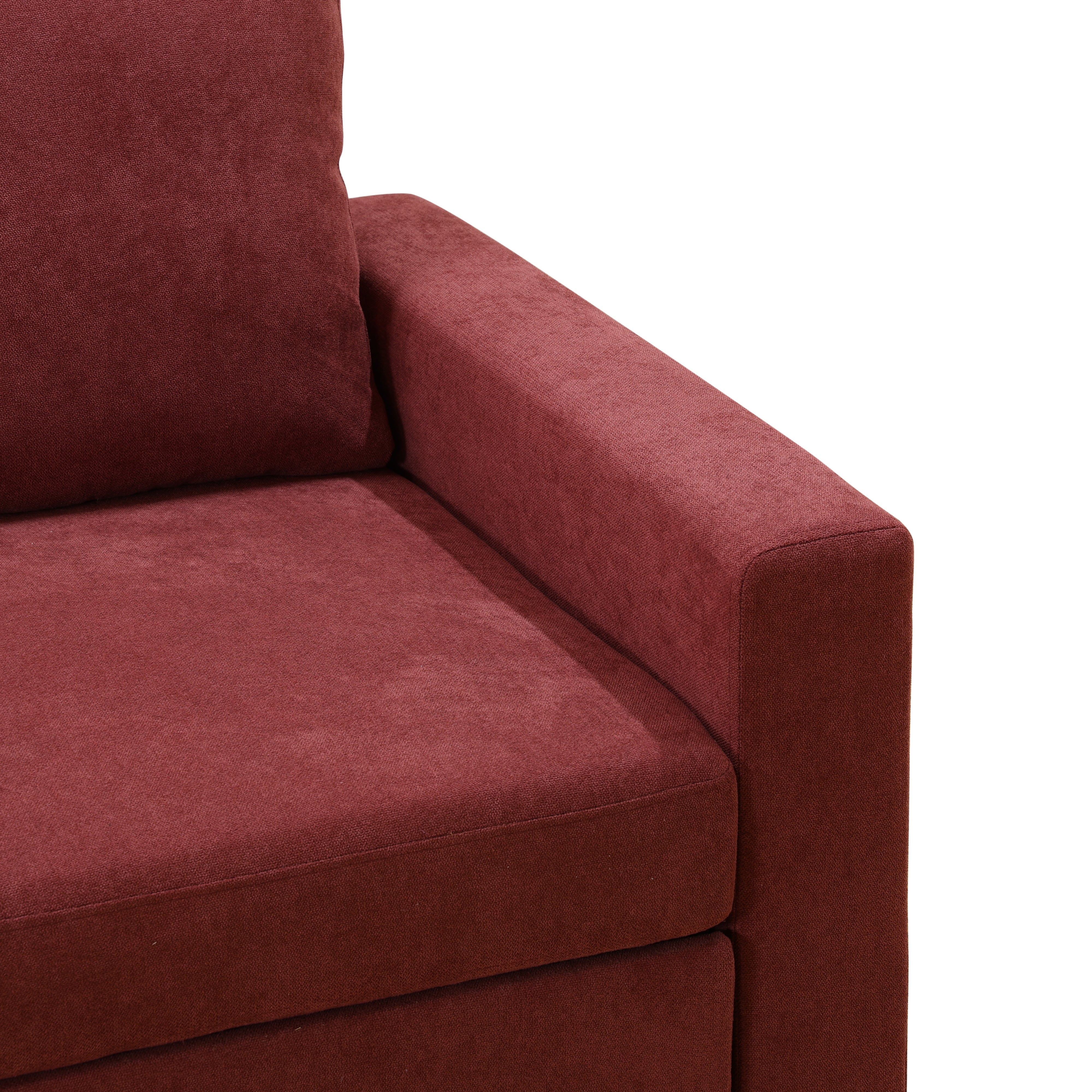 Sofá cama seccional en forma de L de franela roja de Ainehome para sala de estar
