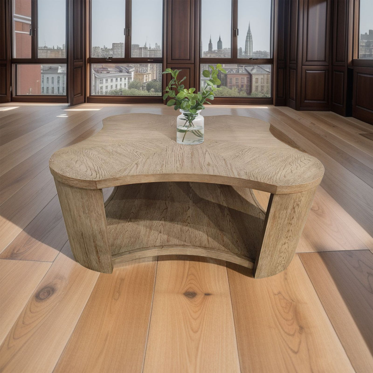 Aainehome Walnut MDF and Oak Living Room Cocktail Table
