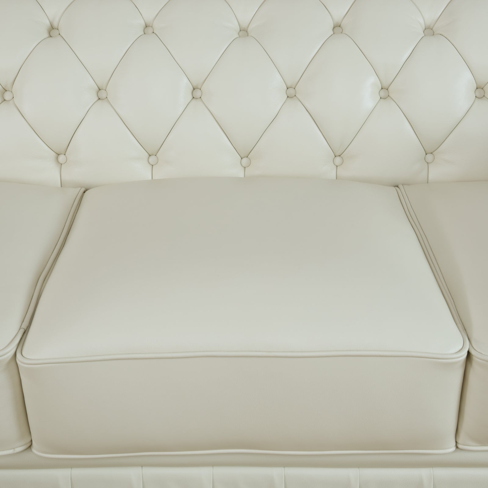 Ainehome White Cow Top Leather 2-Piece Living Room Sofa Set