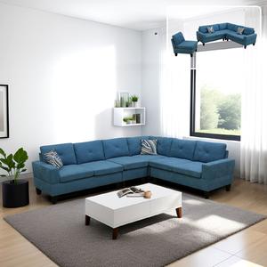 Ainehome Lake Blue Calico 4-Piece Couch Living Room Sofa Set