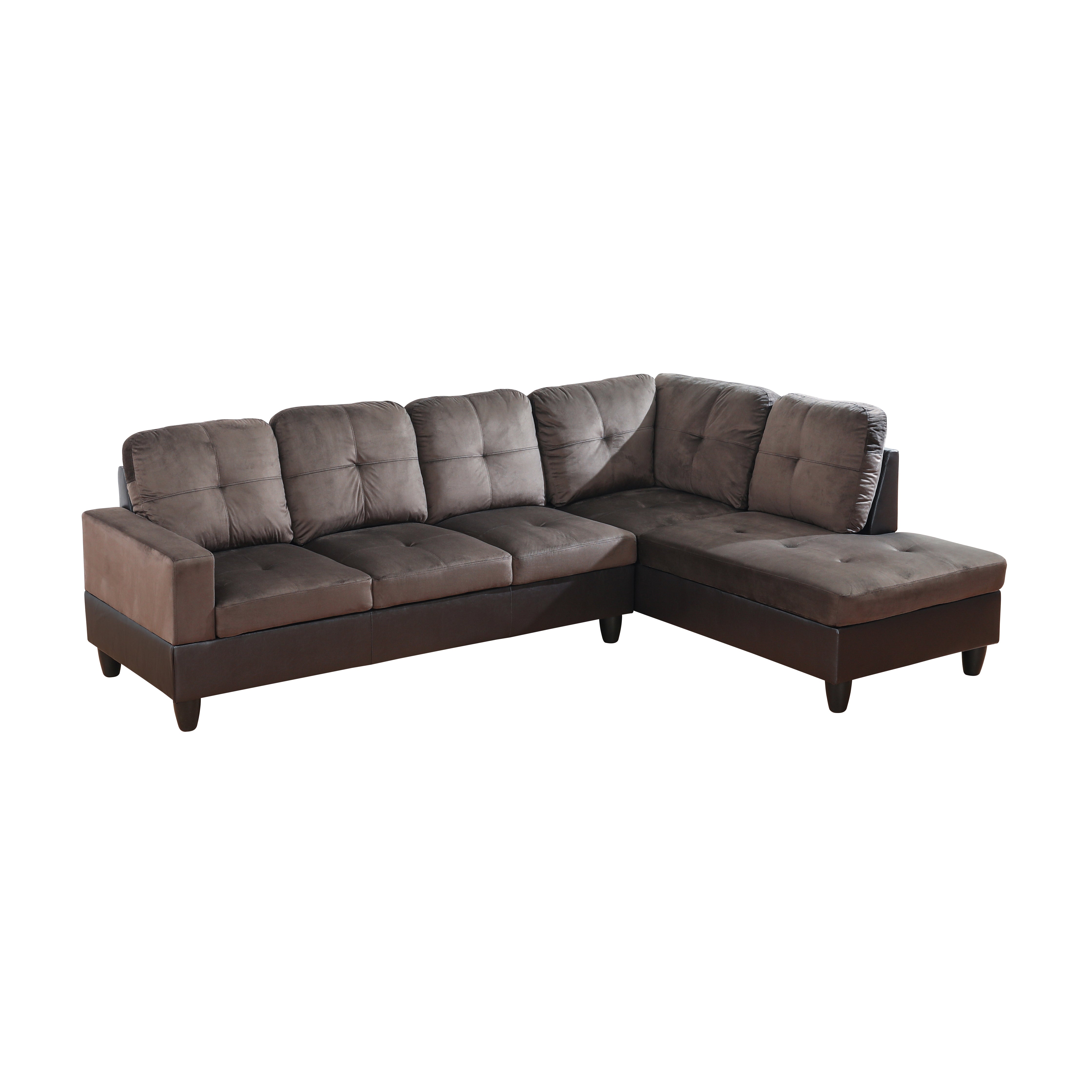 Conjunto de sofá seccional en forma de L de franela marrón oscuro de Ainehome para sala de estar