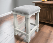 Light Grey MDF Cushion and White Oak Legs Living Room Stool