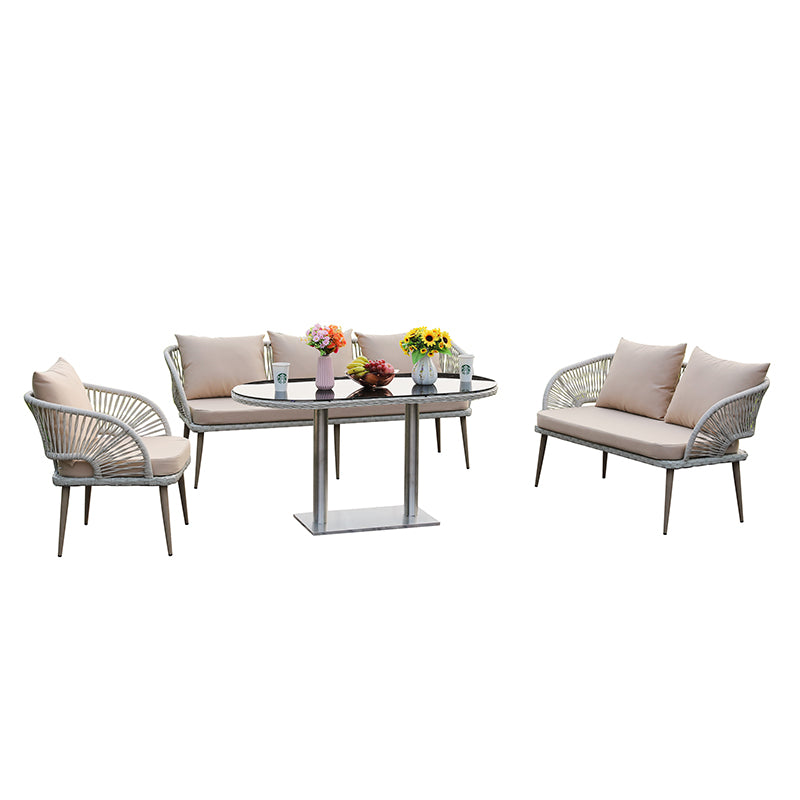 Gray Polyethylene and Iron 5-Piece Outdoor Sofa Set - product image