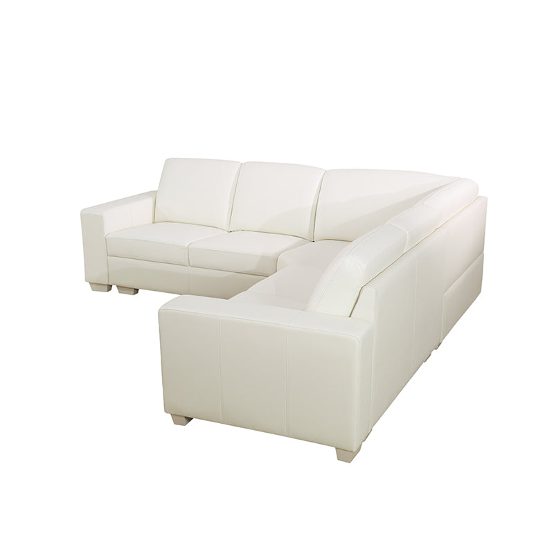 Ainehome White Genuine Cow L-Shaped Leather 5-Piece Living Room Sofa Set