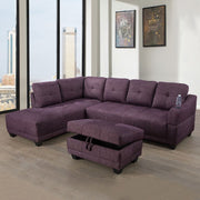 3-teiliges L-förmiges Sofa-Set aus Amaranth-Leinen