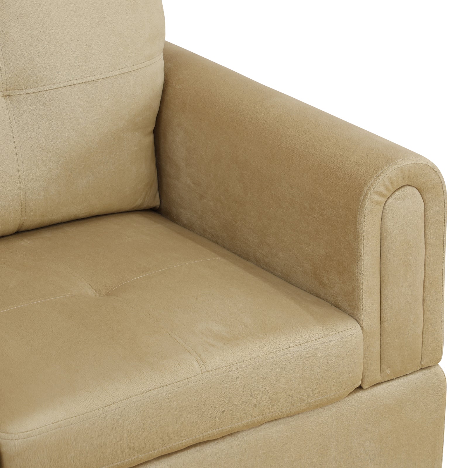 Ainehome L-förmiges Sofa-Set aus beigefarbenem Flanell für das Wohnzimmer
