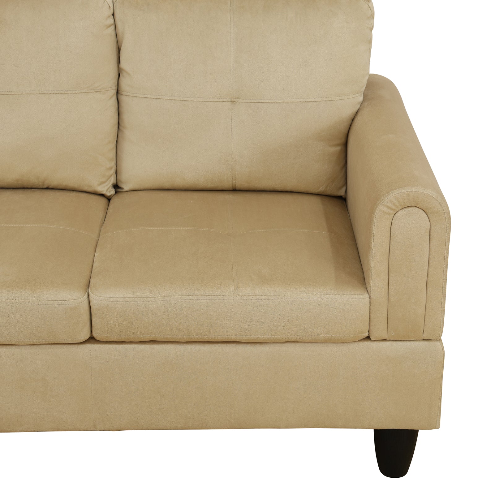 Ainehome L-förmiges Sofa-Set aus beigefarbenem Flanell für das Wohnzimmer