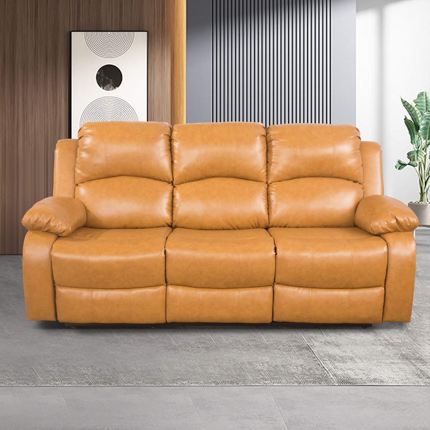 Conjunto de sofá de 3 piezas de cuero reciclado Ginger de Ainehome para sala de estar