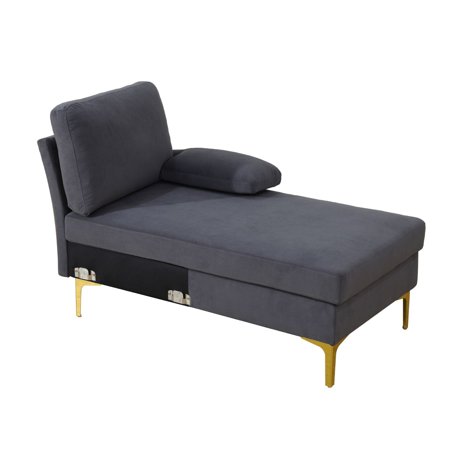 Deep Grey Fluffy Fabric U-shaped 3-Piece Living Room Sofa set