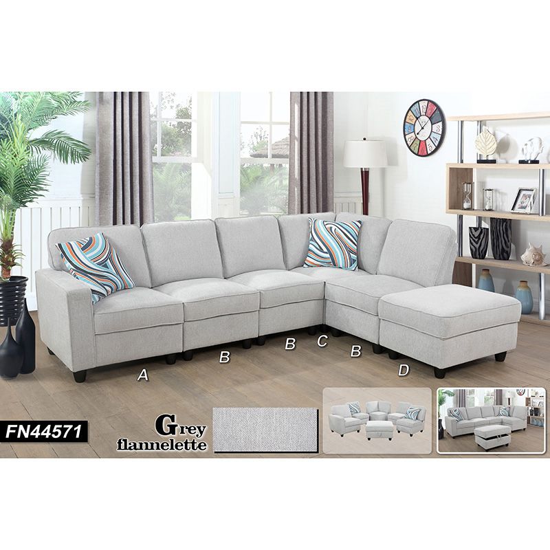 Gray 6-Piece L-Shaped Sectional Sofa Set - product image
