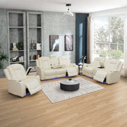 VIP White Breathing Leather 3-Piece Living Room Recliner Sofa set