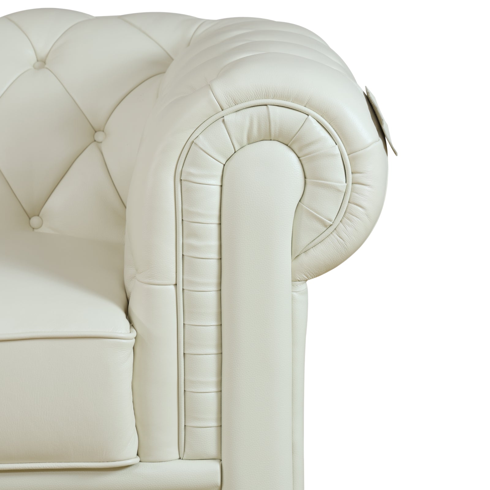 Ainehome White Cow Top Leather 2-Piece Living Room Sofa Set