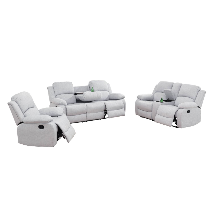 Grey White Linen 3-Piece Couch Living Room Sofa Set(pick up)