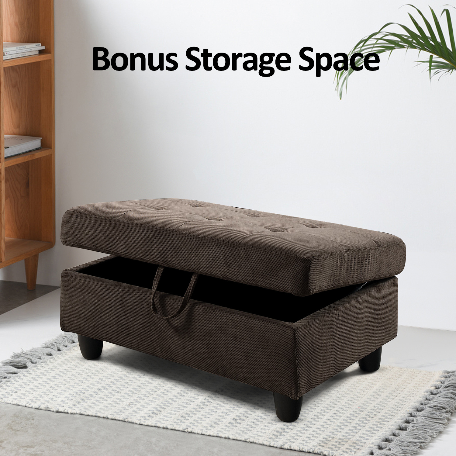 Ainehome L-förmiges Sofa-Set aus Cordstoff, Braun