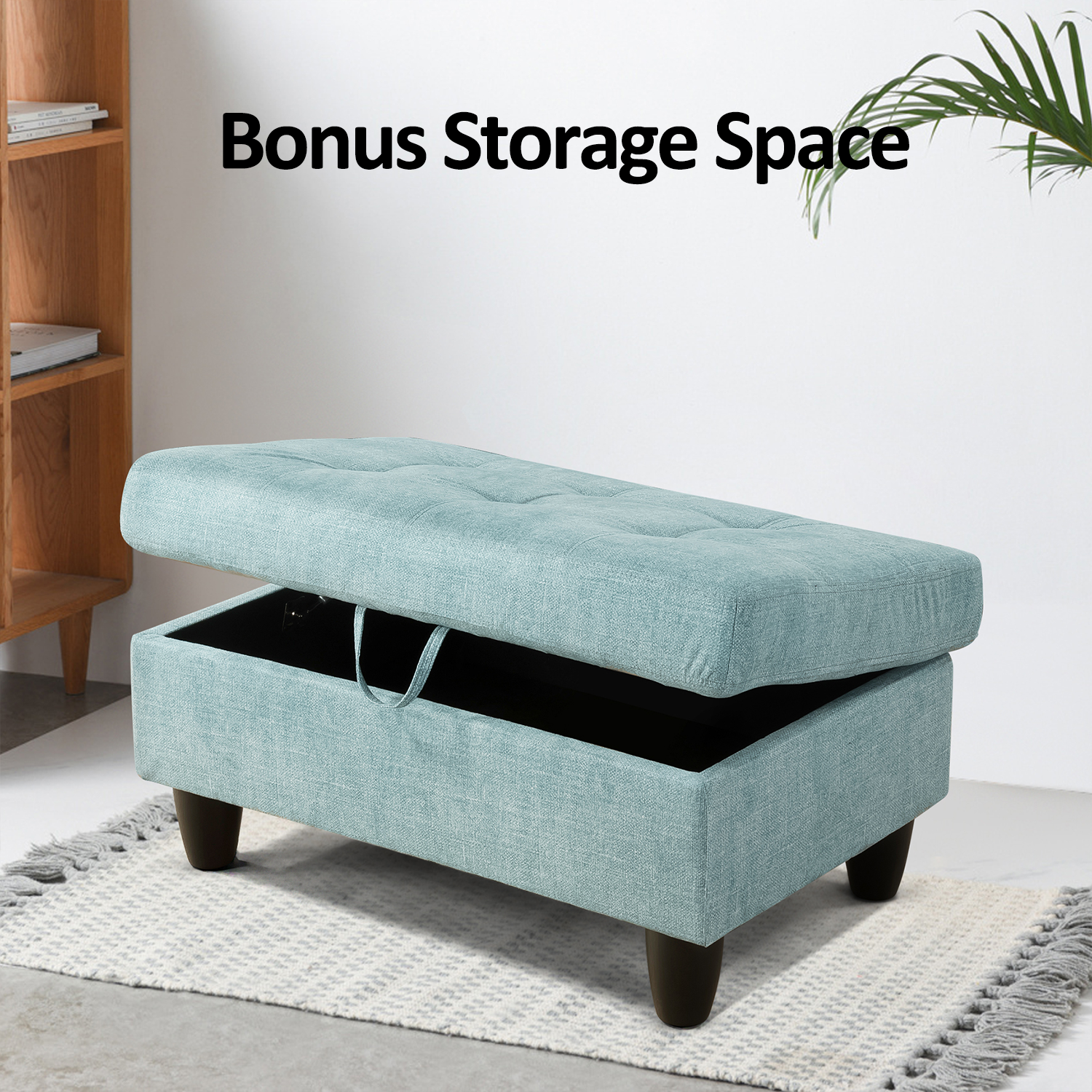 Ainehome Seafoam Green L-Shape Flannelette Fabric Combination Sofa Set