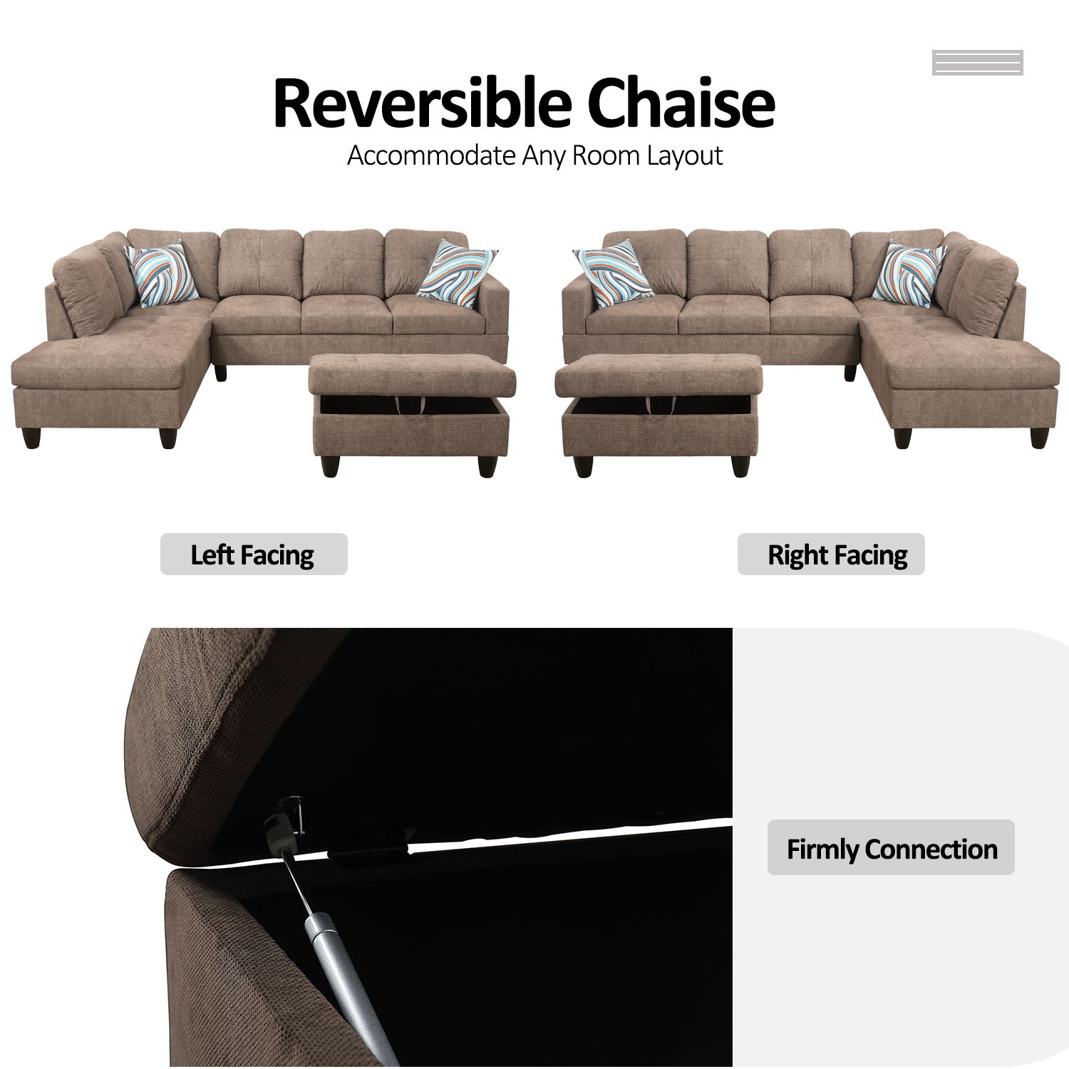 Ainehome Cider L-förmiges Flanell-Sofa-Set
