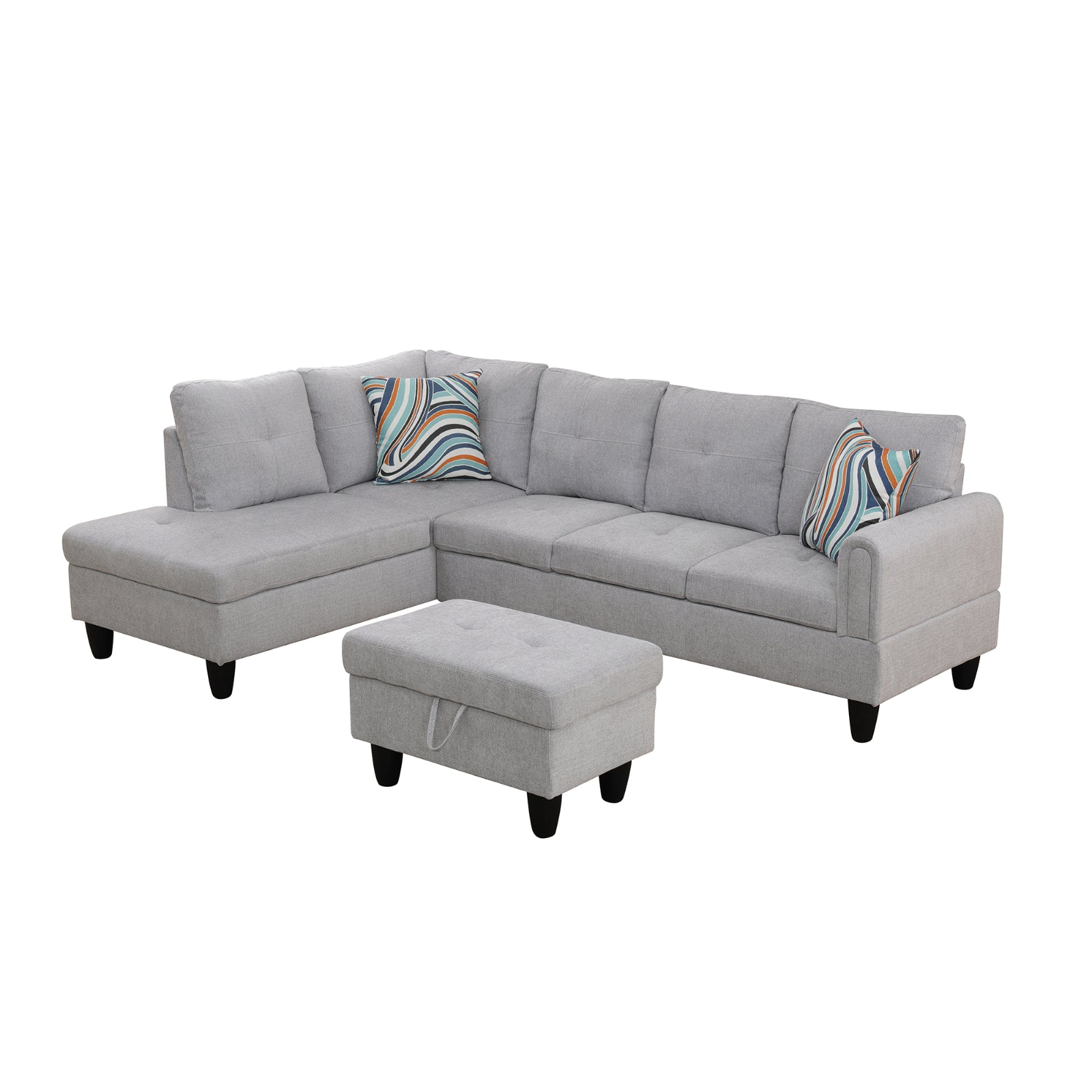 Ainehome Modern Grey Flannel Sofa Set for Living Room – Comfortable & Stylish Furniture