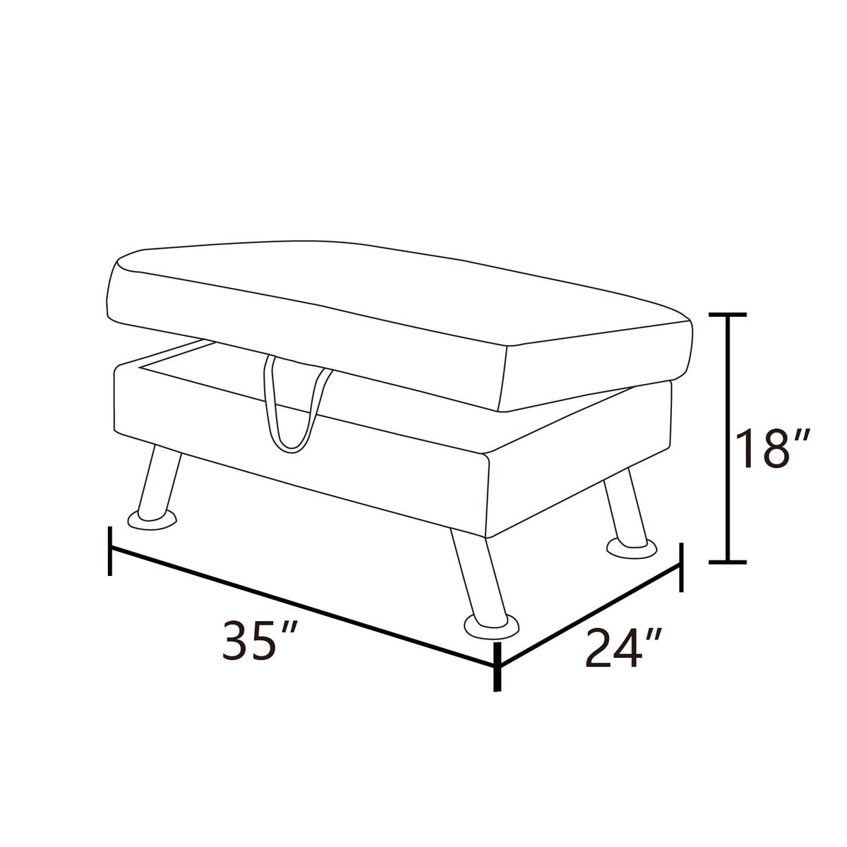 Dark Gray Linen Storage Ottoman - product image