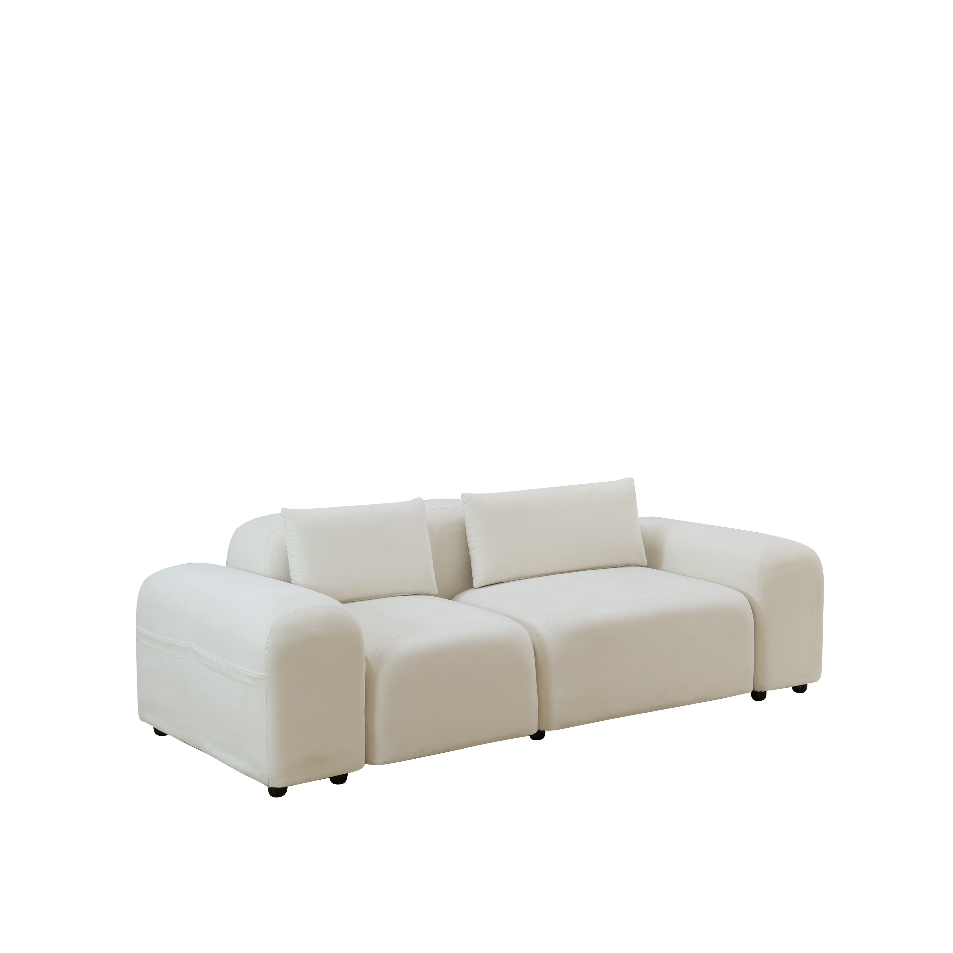 Ainehome White Microfiber 2-Piece Living Room Sofa Set