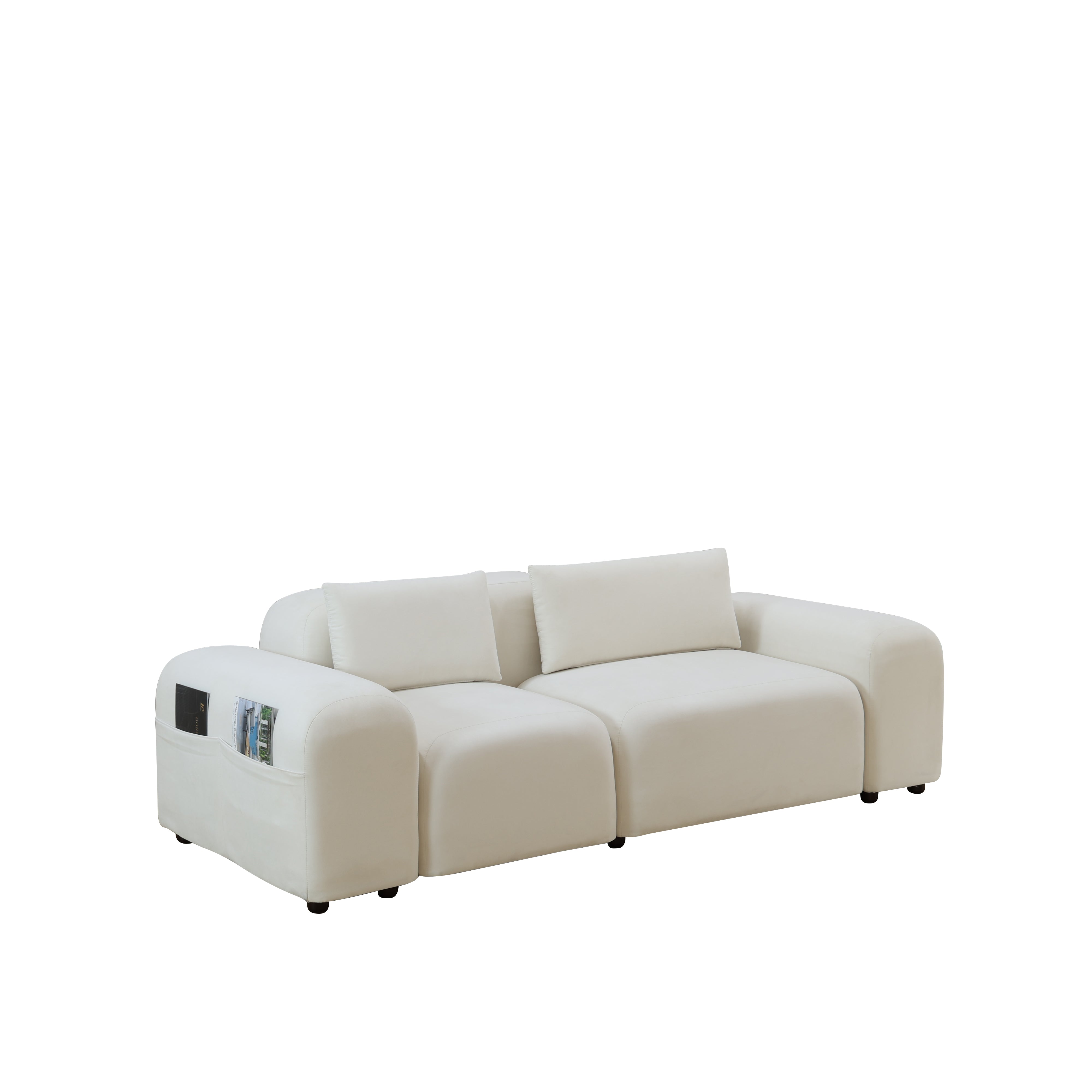 Aainehome White Microfiber 2-Piece Living Room Sofa Set