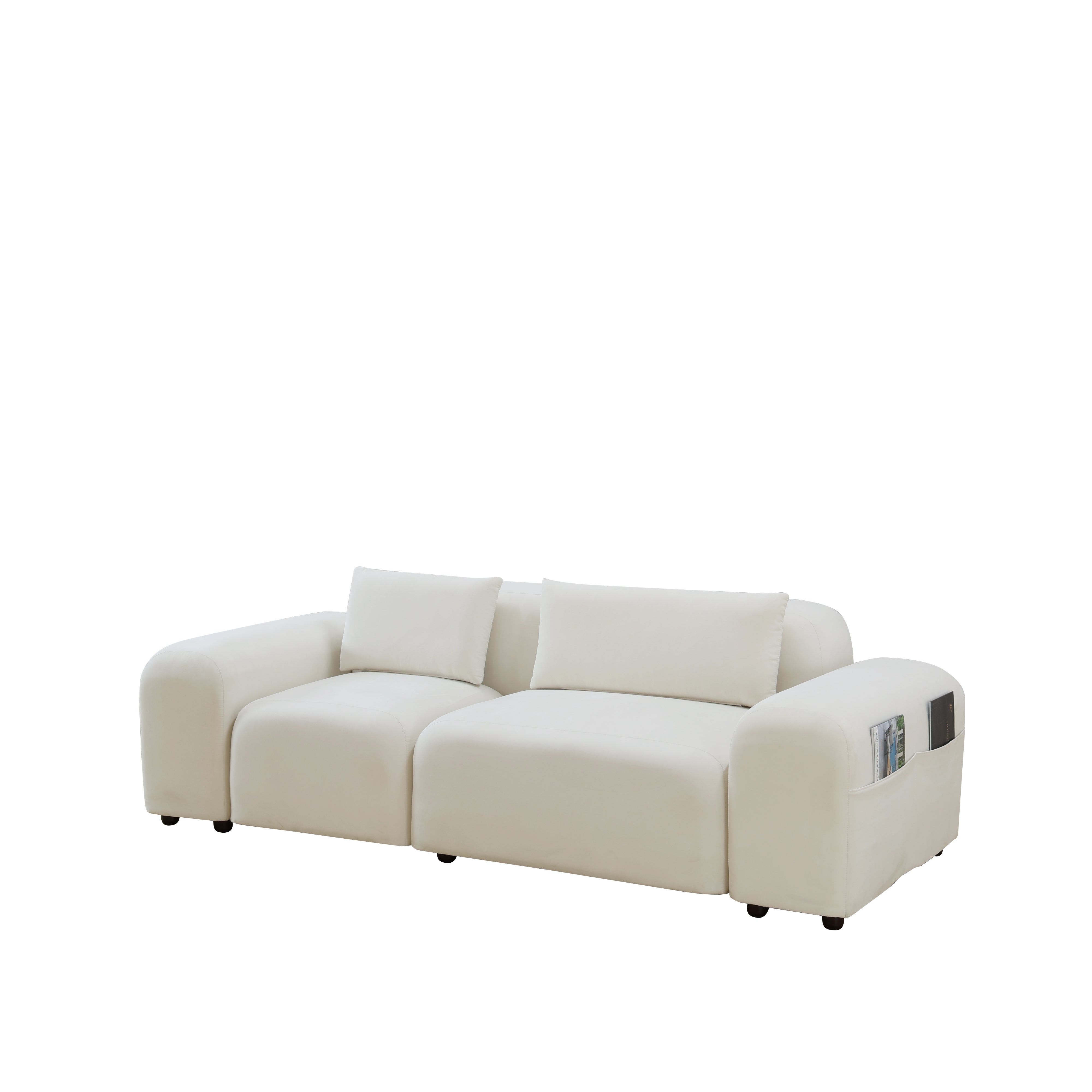 Aainehome White Microfiber 2-Piece Living Room Sofa Set