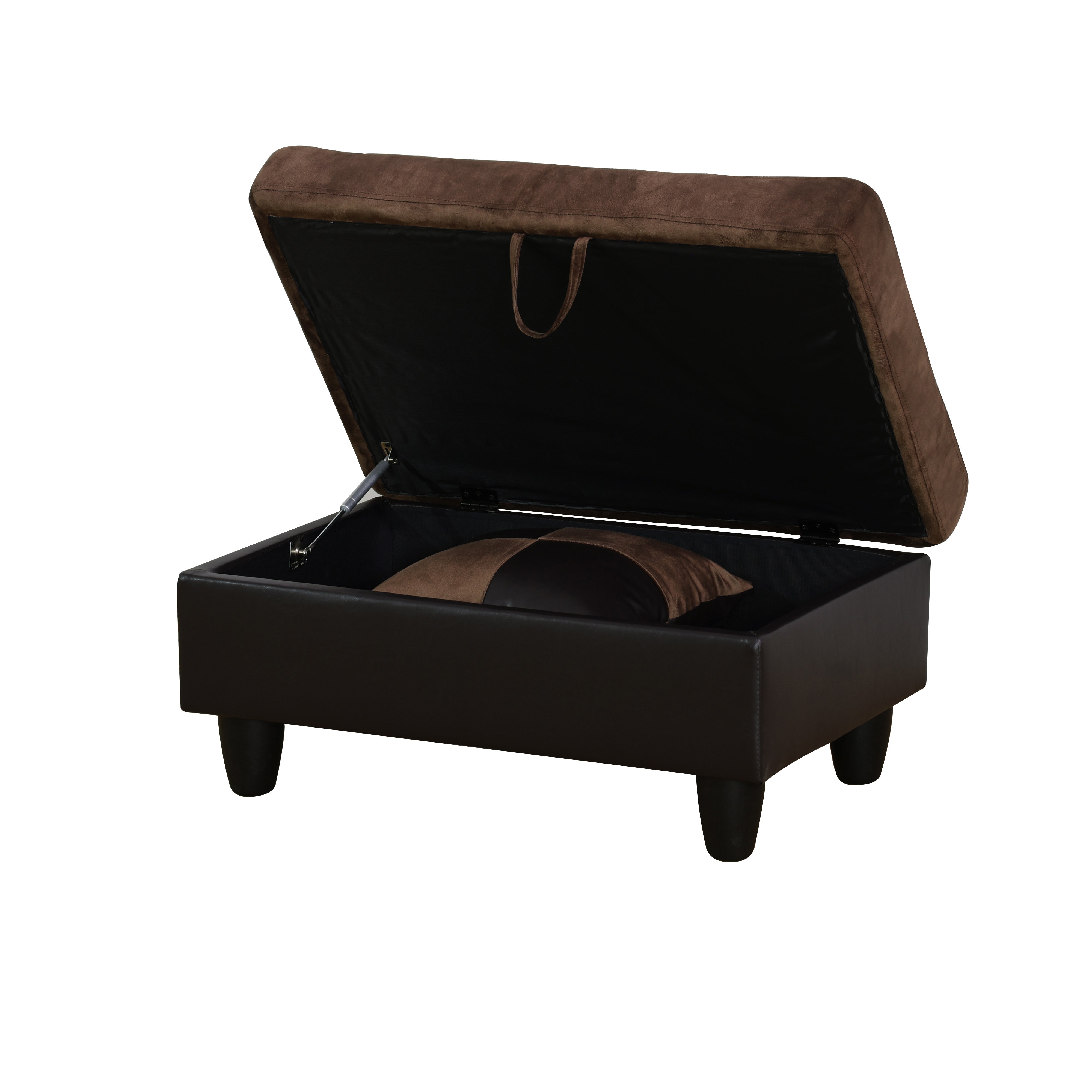 Ainehome Brown Lint And PVC Storage Ottoman Living Room Sofa