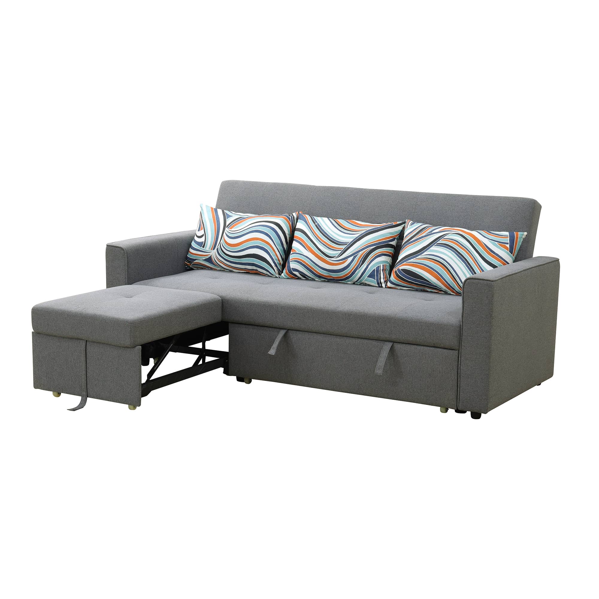 Ainehome Grey Sackcloth 1-Piece Living Room Wide Sofabed