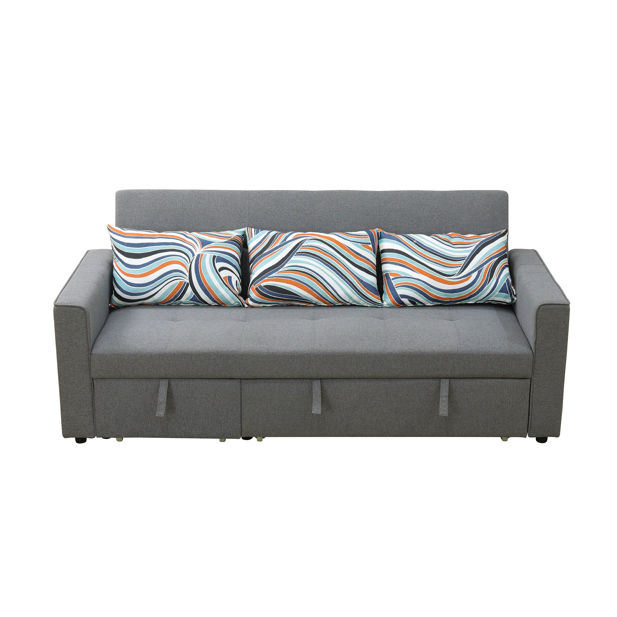 A Ainehome Grey Fluffy Fabric 1-Piece Living Room Wide Sofabed