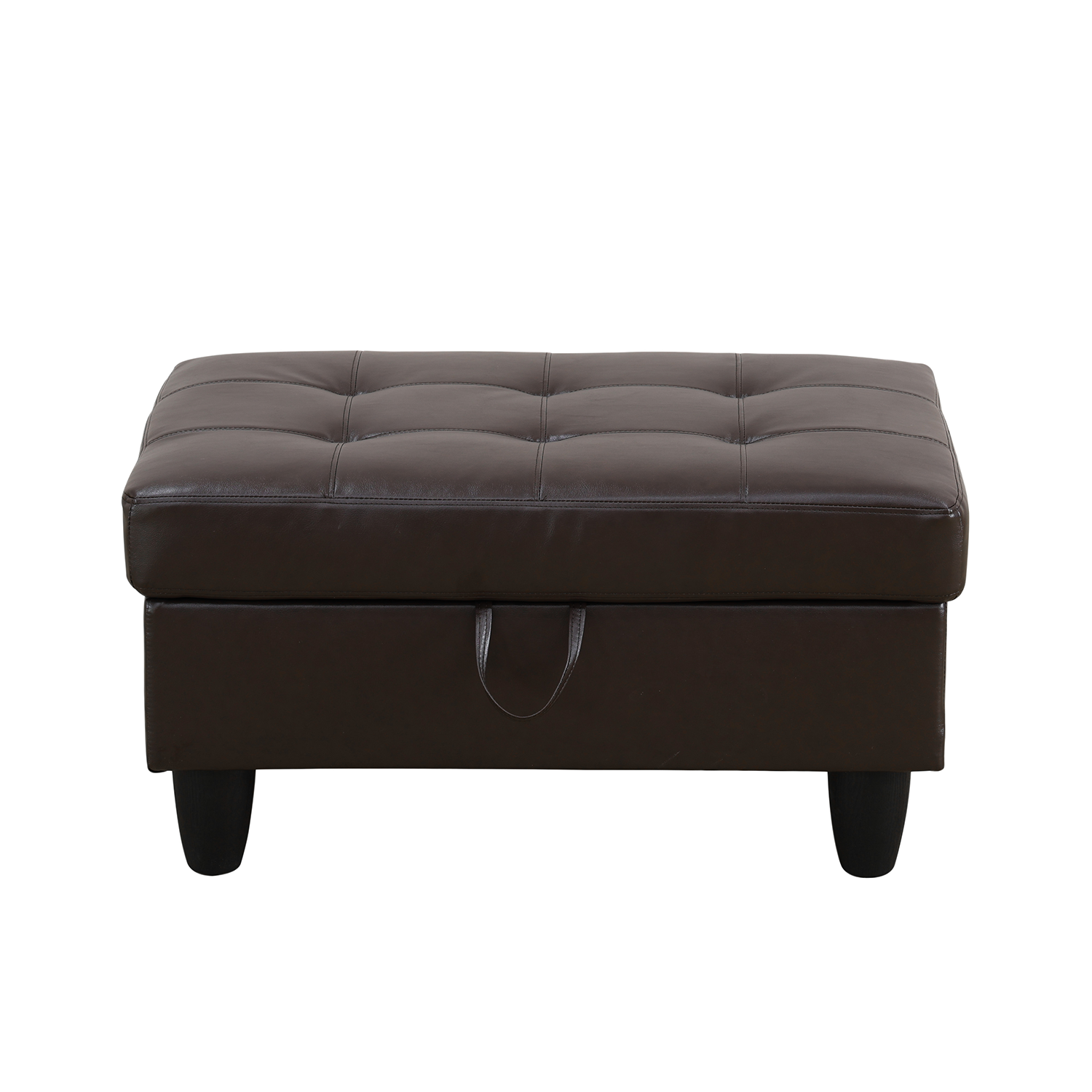 Conjunto de sofá seccional en forma de L de cuero sintético marrón de Ainehome para sala de estar