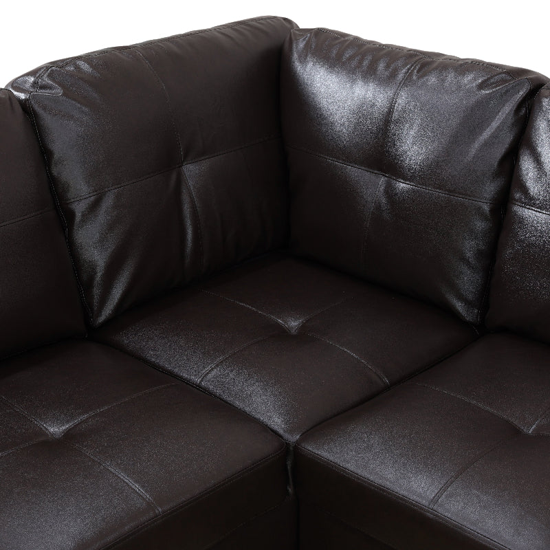 Faux Leather L-shape Sofa Set