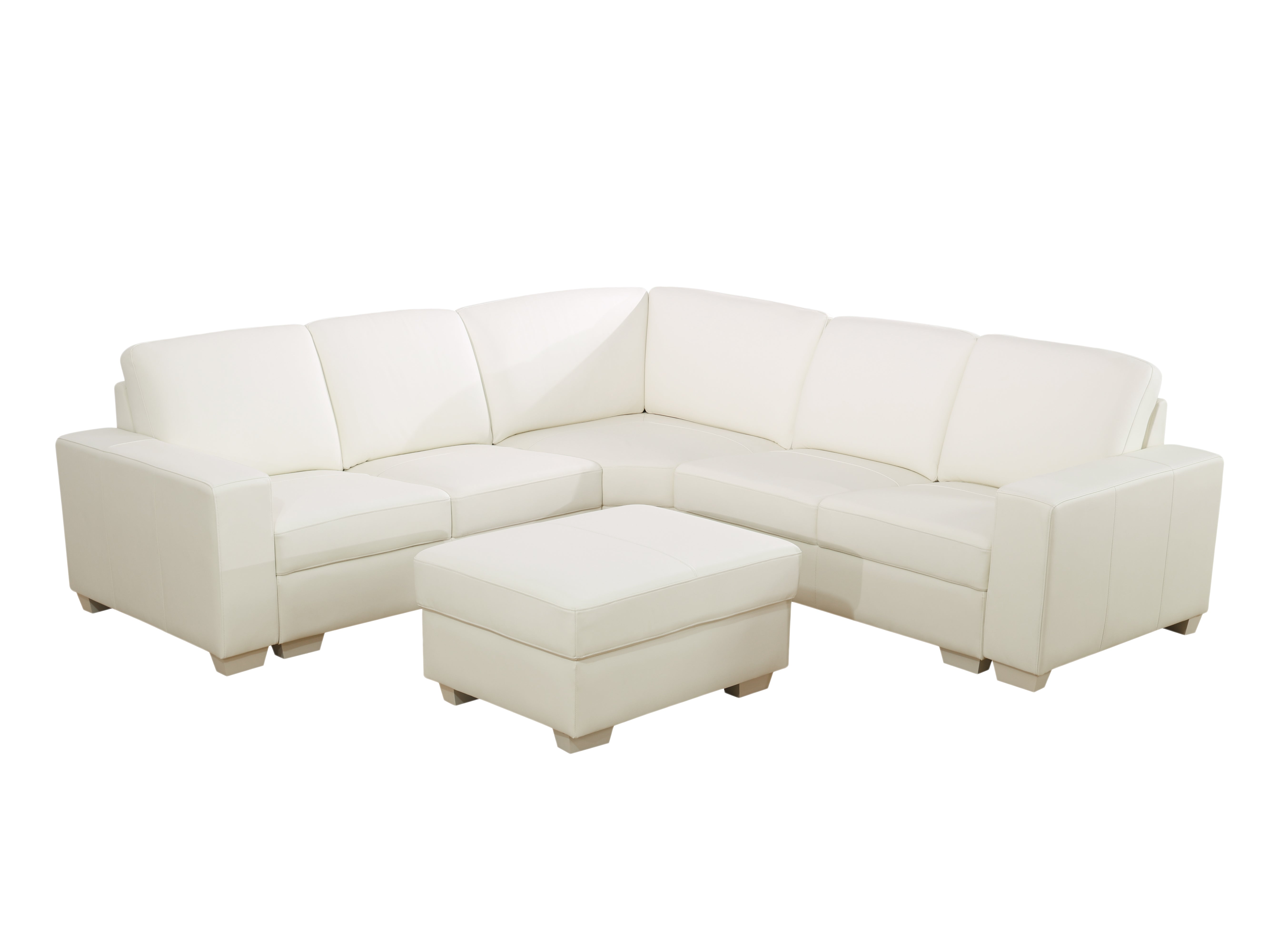 Ainehome White Cowhide Leather 6 Seater Combination Sofa Set