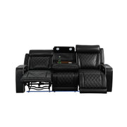 Black Breathable Leather Living Room Functional Sofa